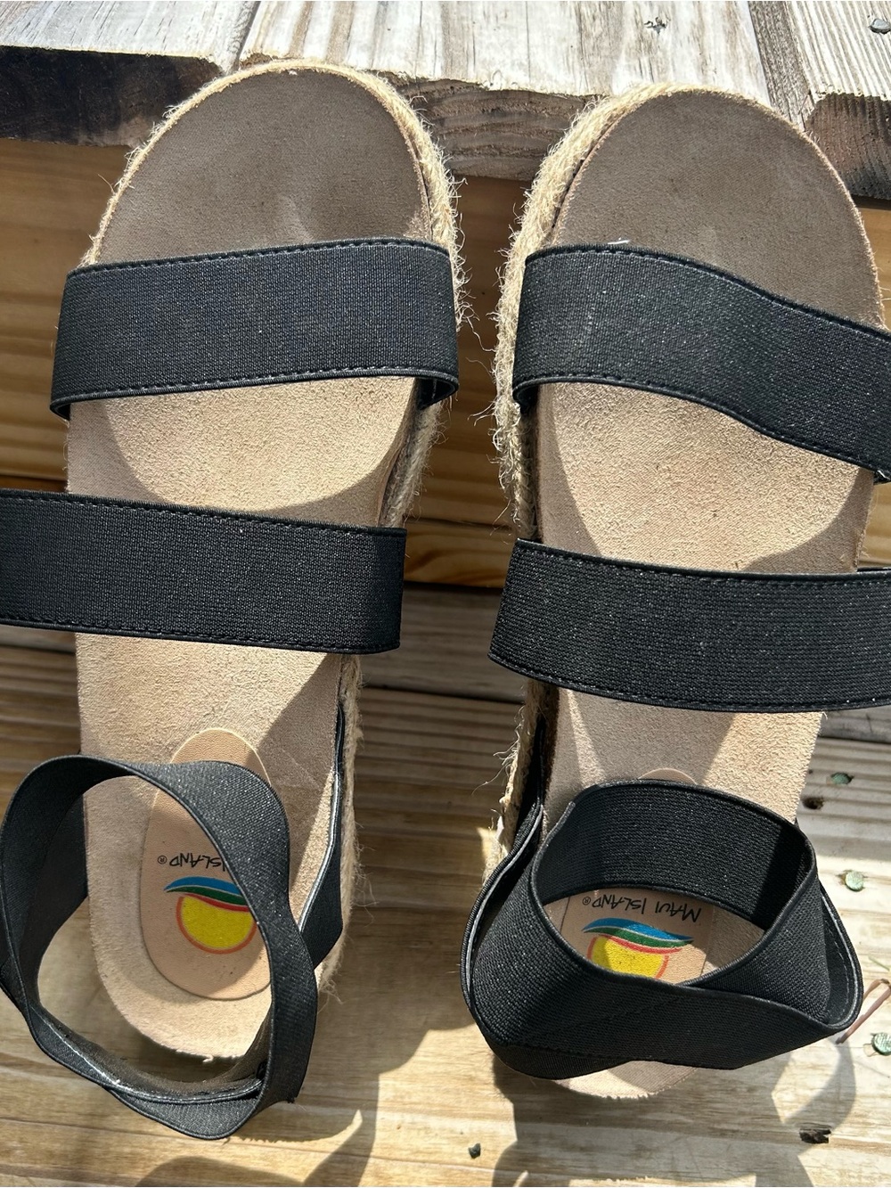 Maui Island Black Espadrille Platform Sandals Women’s 9